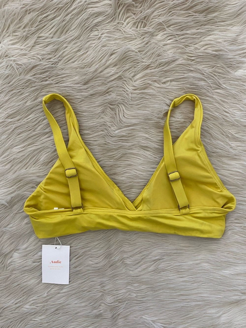 Andie Belmar Yellow V-Neck Twist Front Plunge Bikini Top Swimsuit Honeysuckle M - Picture 6 of 15